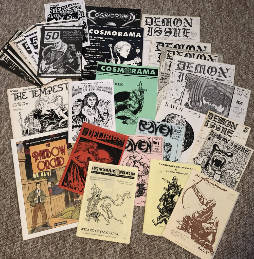 A snapshot of some of Garen Ewing's self-publishing, between  1985 and 2003