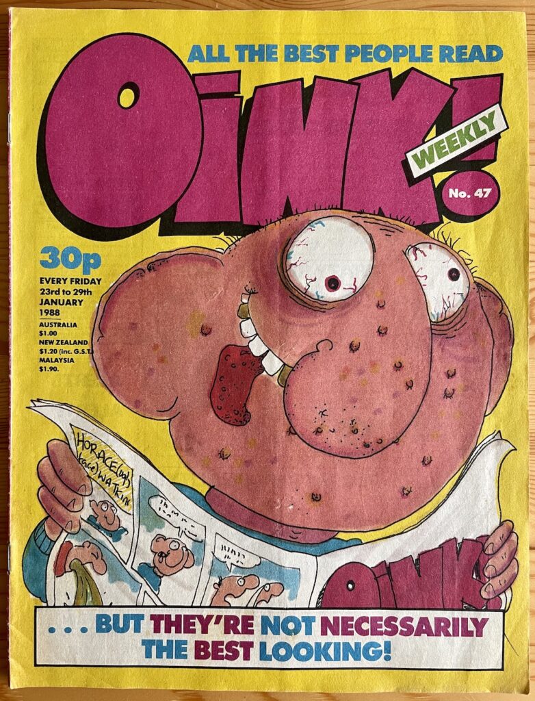 Oink Issue 47 - cover by Tony Husband. Image via The Oink Blog https://oink.blog