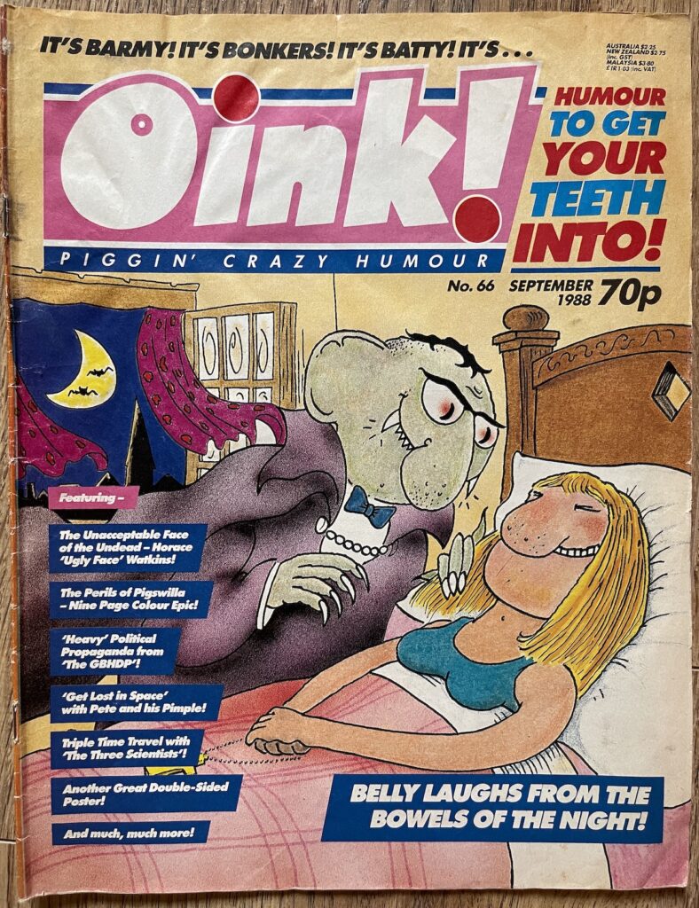 Oink Issue 66 - cover by Tony Husband. Image via The Oink Blog https://oink.blog