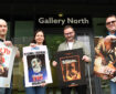 Left to Right: Dr Steve Jones, Dr Kate Egan, Dr Johnny Walker, and Dr Russ Hunter of Northumbria University, promoting the Video Shop Horrors exhibtion at Gallery North (2023)