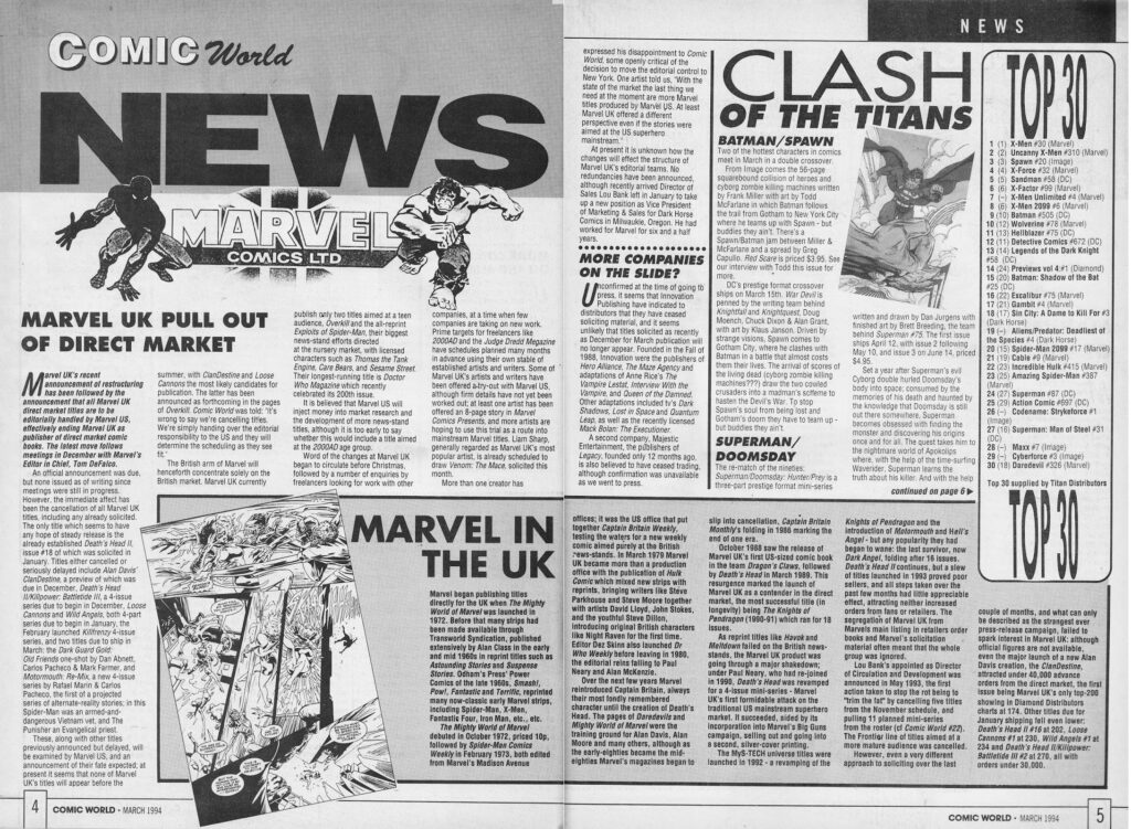 Comic World Issue 25 - March 1994 - Marvel UK Pull out of the Direct Market