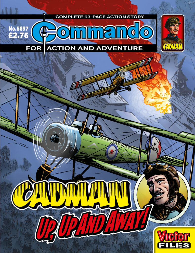 Commando 5697: Action and Adventure - Cadman: Up, Up and Away!
Story: Andrew Knighton | Art: Mike Dorey | Cover: Mike Dorey and Bryn Houghton 