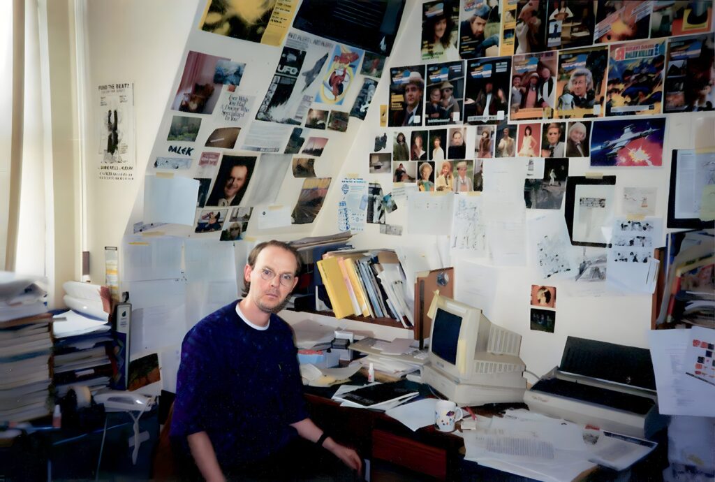 John Freeman in the Doctor Who Magazine office in early 1989. Photo ©️ Jon Preddle