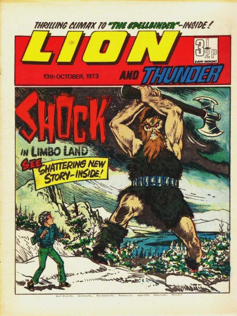 Lion, cover dated 13th October 1973, art by Geoff Campion, featuring the story "Lost in Limbo Land"
