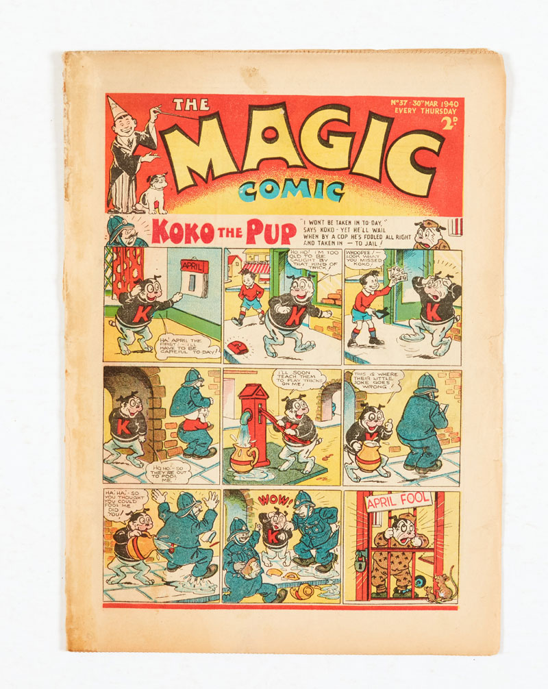 Magic 37 (1940) April Fool issue. Worn spine - comic retrieved from bound volume