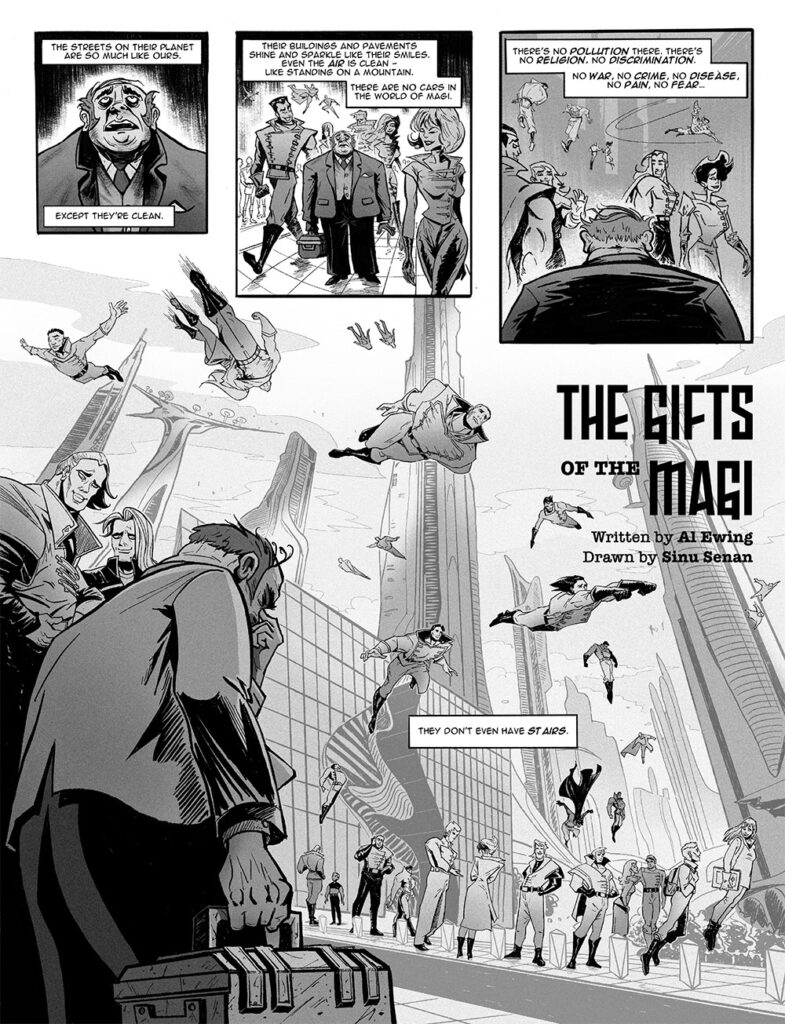 The opening page of Sinu Senan’s take on Al Ewing’s story, “The Gifts of the Magi”