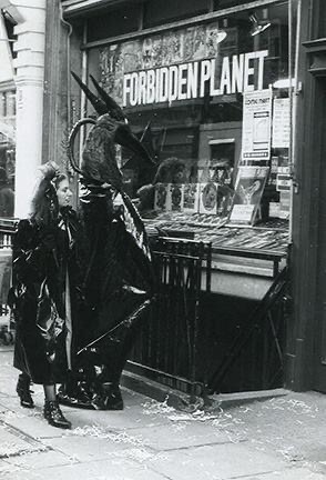 Nemesis the Warlock outside the original Forbidden Planet in Denmark Street, London. Photo by the late, much missed Tony Luke
