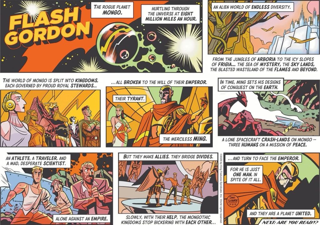 The all-new Flash Gordon strip by Dan Schkade ©️ King Features Syndicate