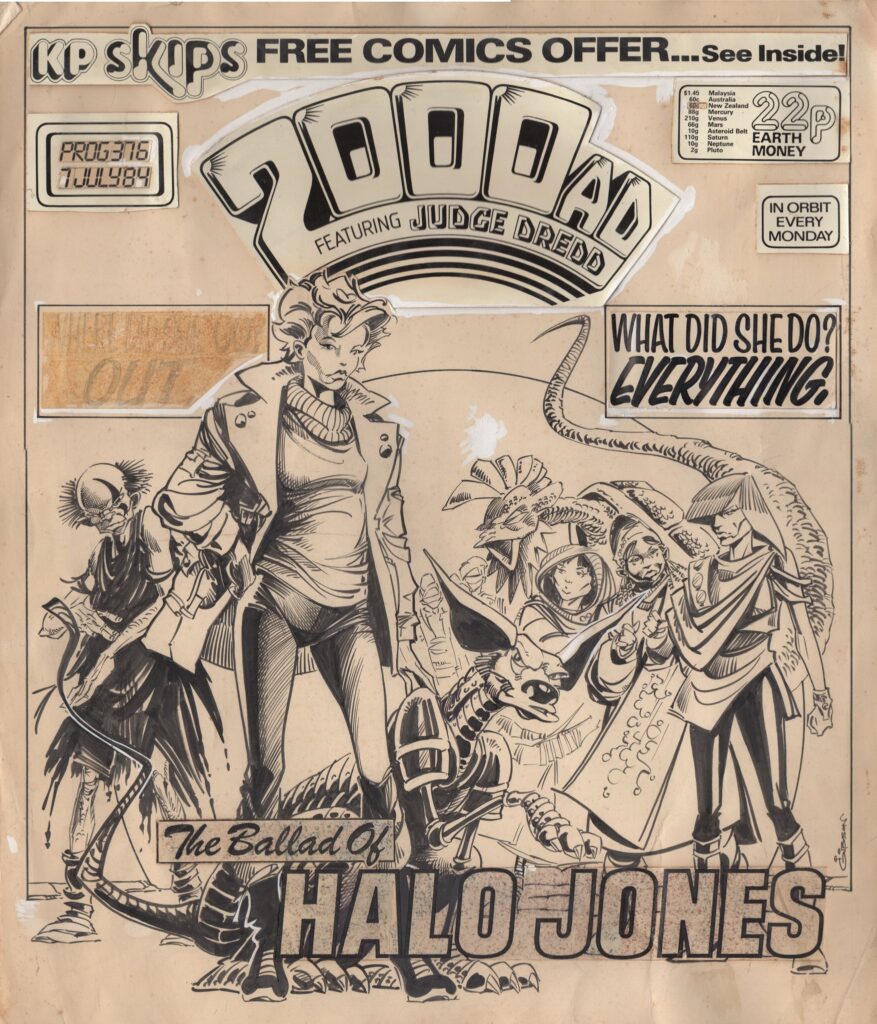 Cover art for 2000AD Prog 376, featuring "The Ballad of Halo Jones", art by Ian Gibson. Via Dale Jackson
