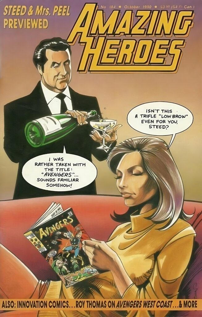 Ian Gibson’s cover for 1990’s Amazing Heroes #184, which contained a feature on his and Grant Morrison's “Steed And Mrs Peel”. Or “The Avengers”, as we know they were. (With thanks to Colin Smith)