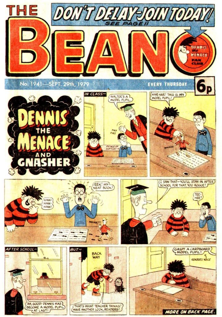 BEANO No. 1941, cover dated 29th September 1979 - featuring a letter from Star Wars actor Mark Hamill