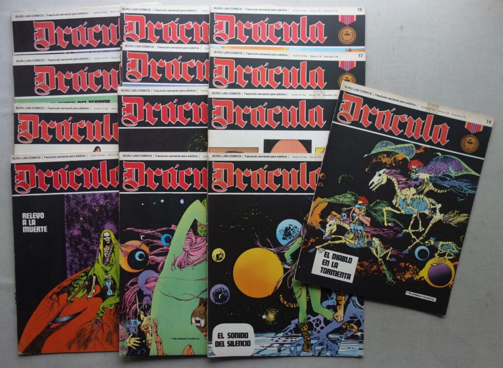 New English Library Dracula comic #14-24, 49, 51 (1972-1973), and 13 Spanish editions
