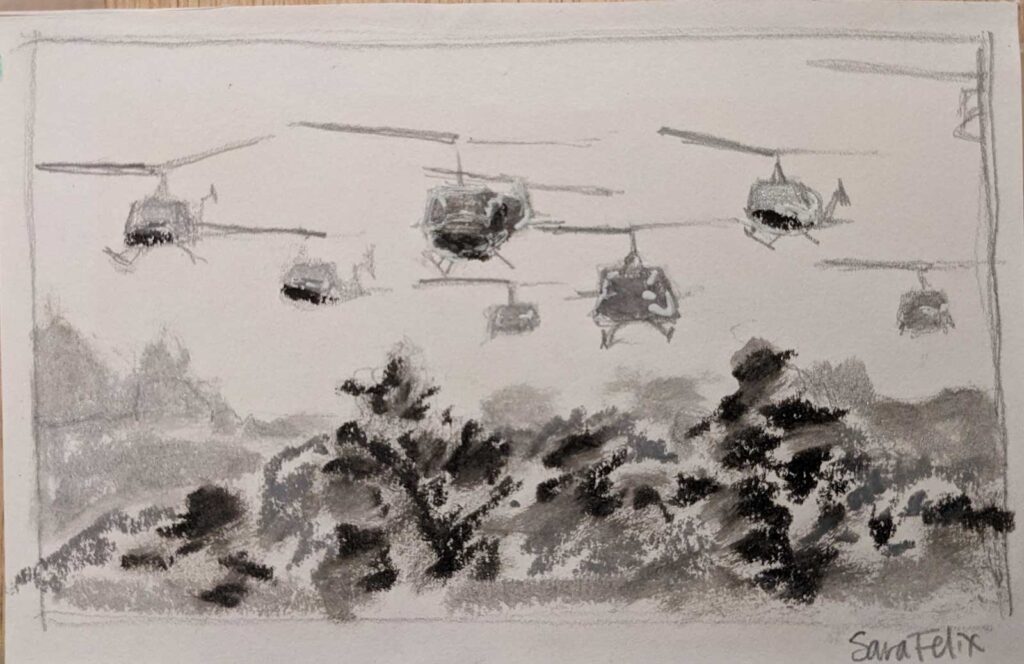 Journey Planet 76 - The American War in Vietnam - art by Sara Felix