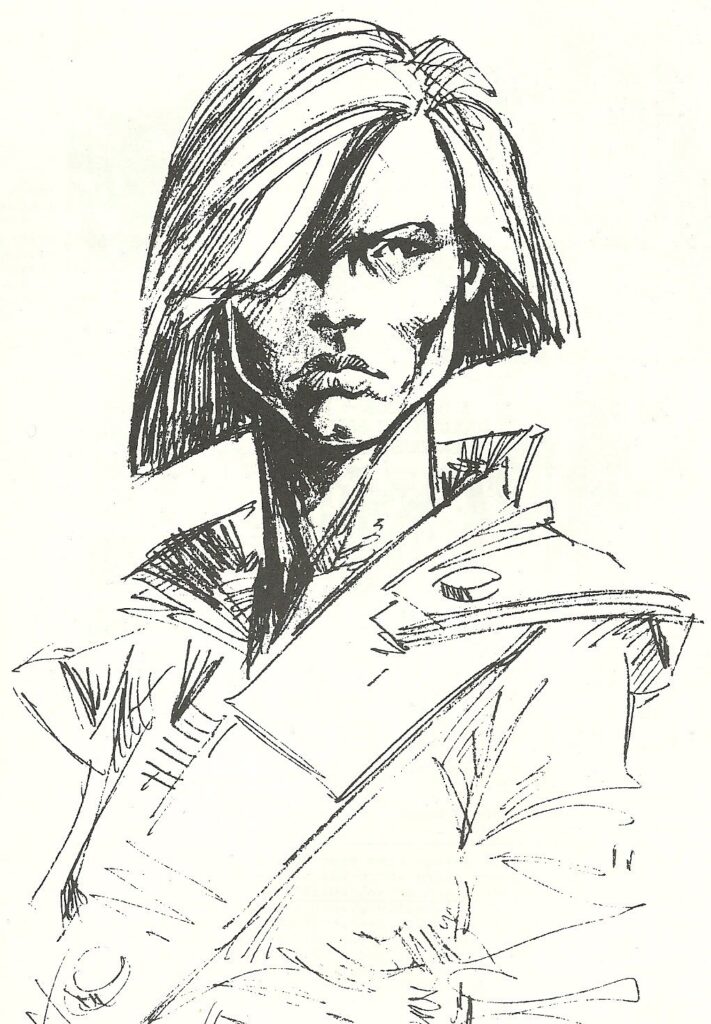 Ian Gibson’s design sketches for Rodice,  for “The Ballad of Halo Jones”. With thanks to Colin Smith