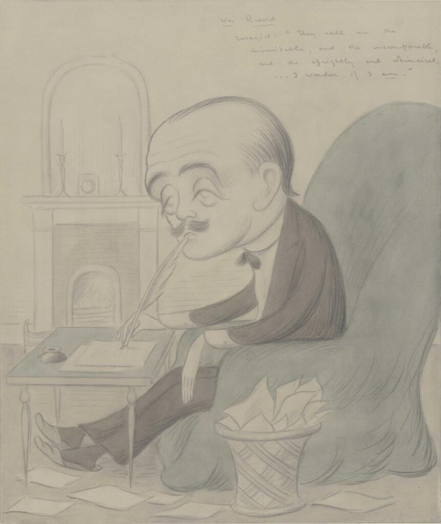 Un Revers. Pencil, ink, and watercolour, 1909. © The Estate of Sir Max Beerbohm. Courtesy Berlin Associates. Mark Samuels Lasner Collection, University of Delaware Library, Museums and Press