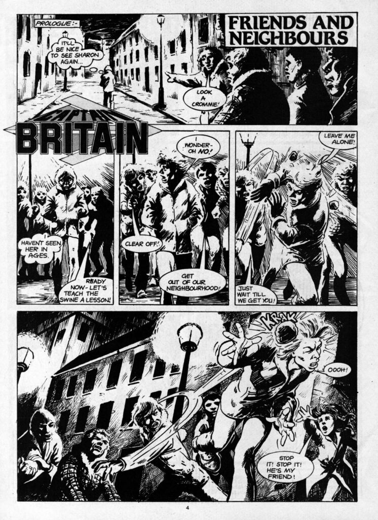 The opening page of "Friends and Neighbours" by David Thorpe and Alan Davis, as published in Marvel Super-Heroes #384