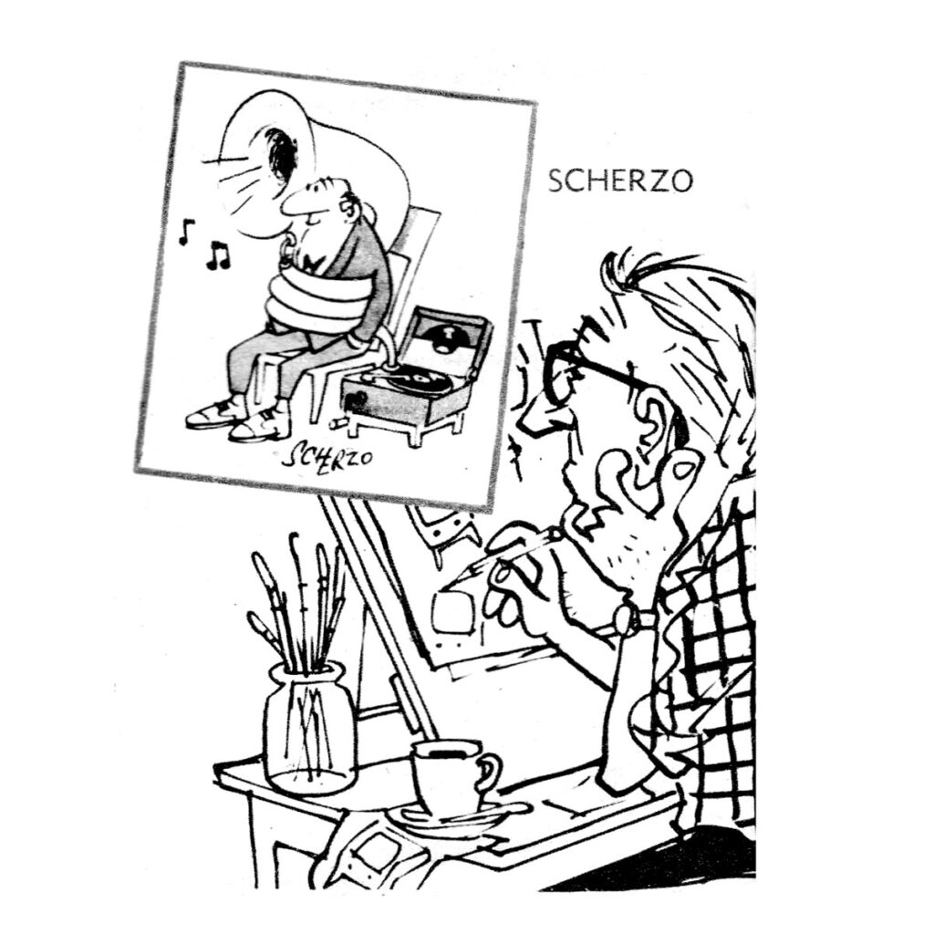 Who was TV Times cartoonist, Scherzo? Here's a self caricature from TV Times, dated 25th January 1959
