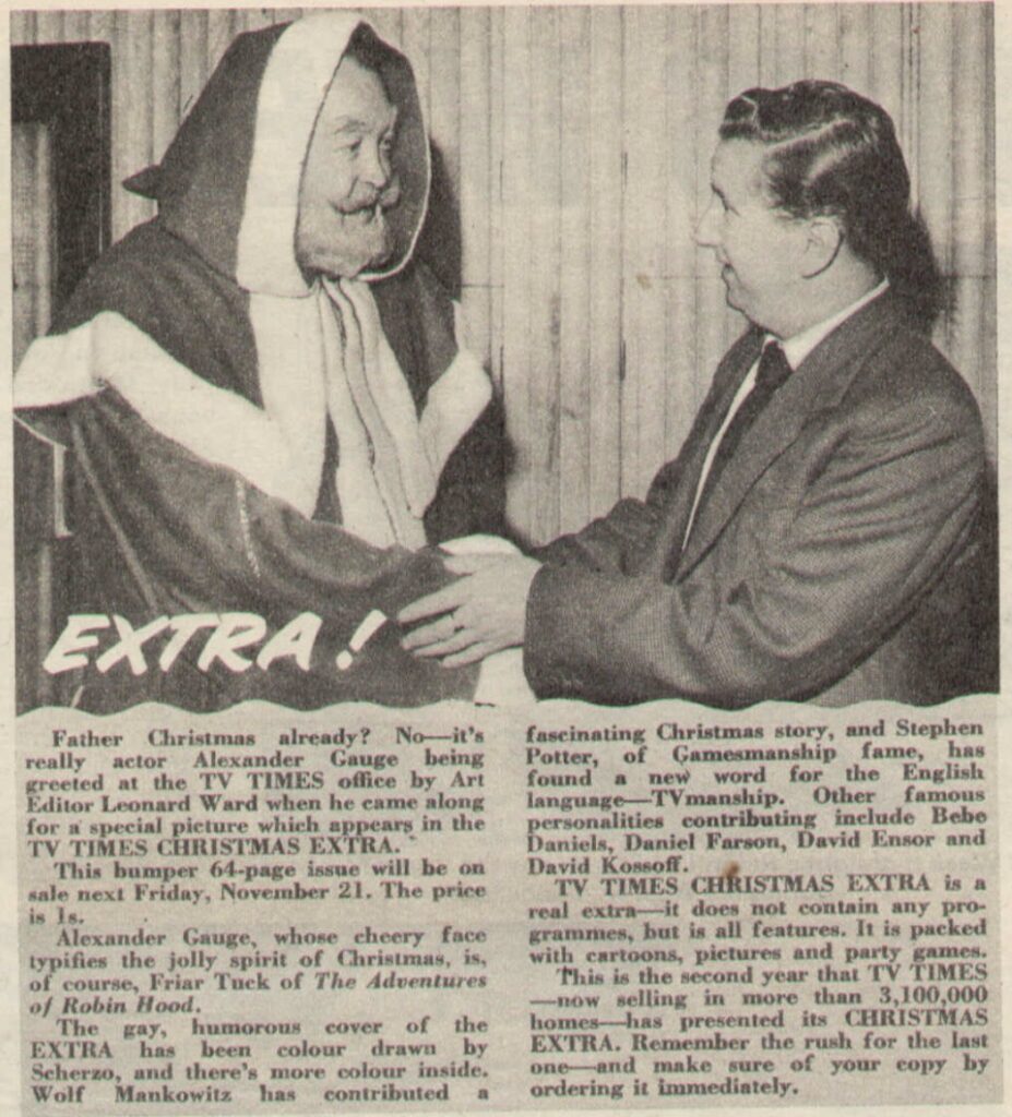 TV Times elusive first art editor, Len Ward, seen here with actor Alexander Gauge in a feature from the magazine published in 1958