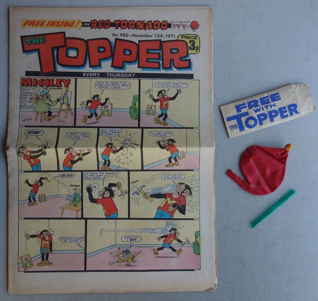 Topper No. 980, cover dated 13th November 1971 With Free Gift, a Red Tornado Balloon