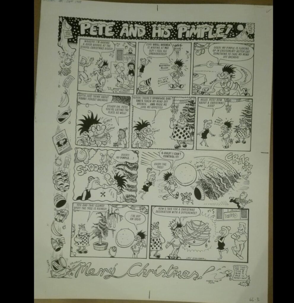 “Pete and his Pimple” original art from Buster, by Lew Stringer, first published in 1988