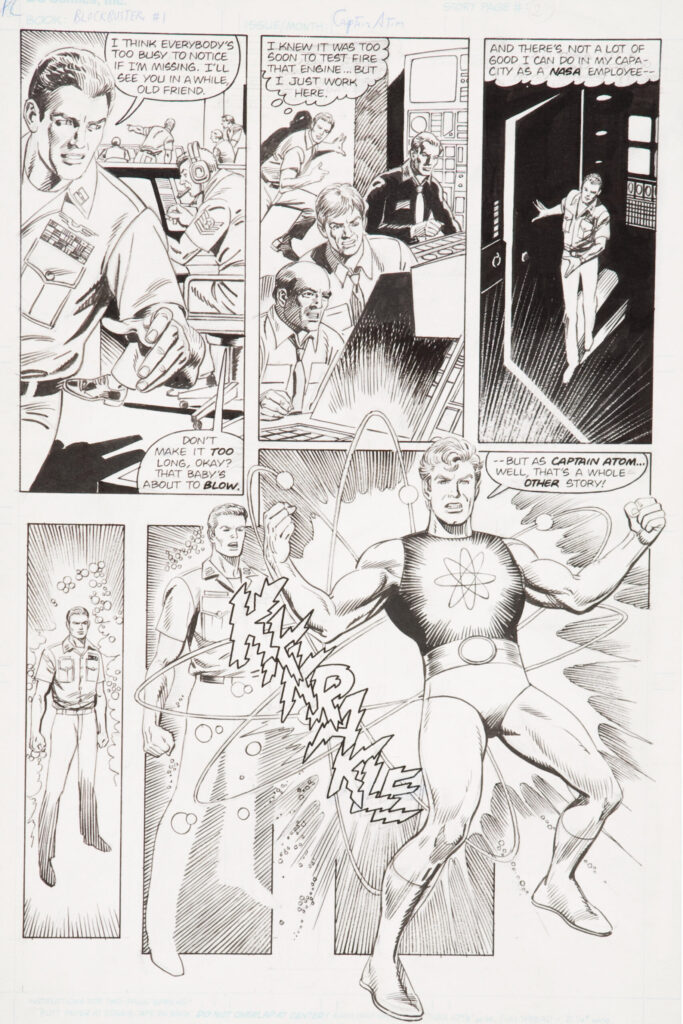 A page from an unpublished "Captain Atom" serial for the never-realised 1984’s Comic Cavalcade Weekly, written by Paul Kupperberg, art by José Delbo 