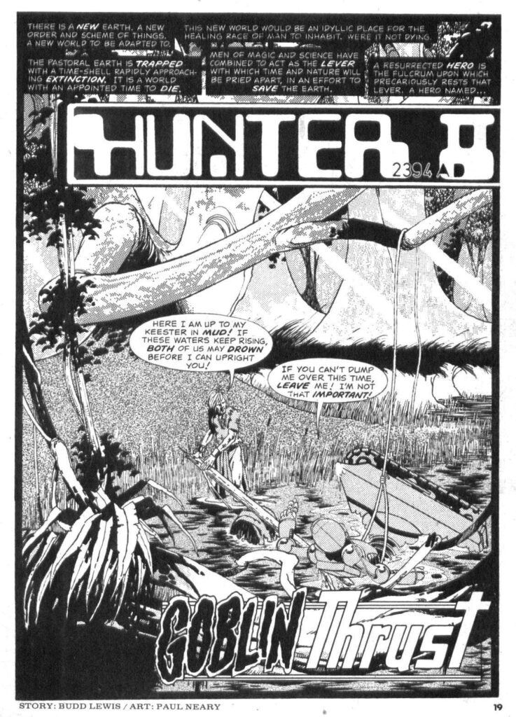 One of Paul Neary's 'Hunter' splash pages - Dark Horse Comics have compiled the whole series. (Thanks to Paul Gravett of the reminder).