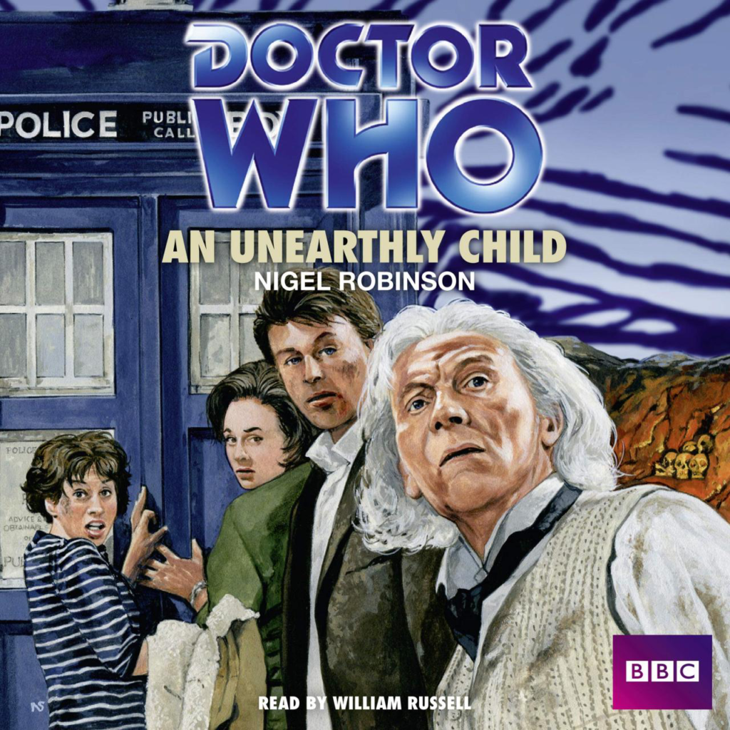 The released promo cover for an unpublished audio book adaptation of "Doctor Who - An Unearthly Child", announced in 2013. Art by Nick Spender