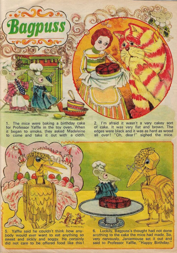 A Bagpuss page from Pippin, which replaced another Smallfims series, Pogles Wood" in the nursery title, in June 1974