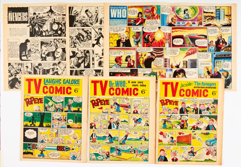 TV Comic (1965) 720, 721, 723-725 Fireworks. No 720 first Avengers issue with Doctor Who full colour centre spread episodes [fn/vfn] (5)