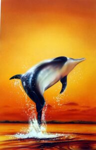 Dolphin Sunrise book cover art (Original) by Barry Jones