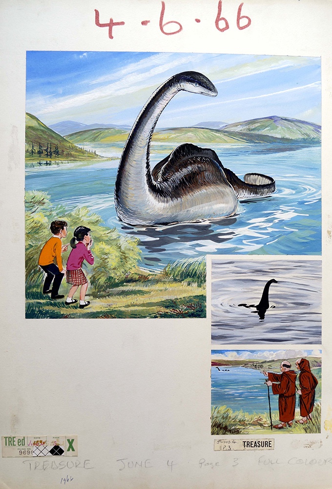 Loch Ness, by Clive Uptton, for Treasure, published in 1966