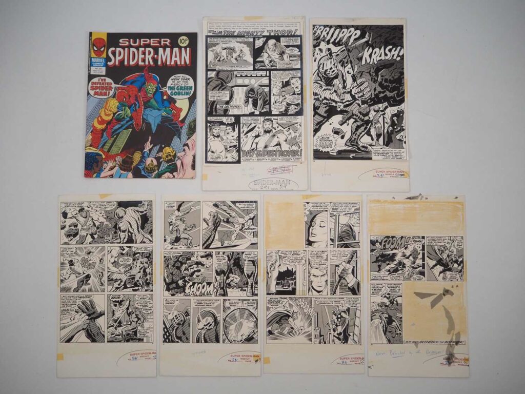 Super Spider-Man #291, comic and actual black and white artwork board