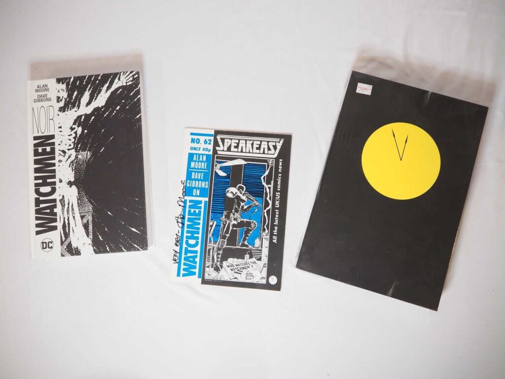 Watchmen Lot (3 In Lot) - Includes Speakeasy #62 signed by Alan Moore, plus Watchmen Noir Hardcover (2016), signed By Dave Gibbons, and Absolute Watchmen Hardcover in Slipcase (Sealed)