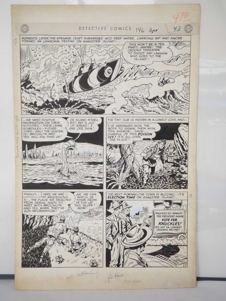 Carmine Infantino & George Klein Detective Comics #146 Original Art - The Boy Commandos "Gangster Island!" Story Page 7 Original Art (1949 - DC)