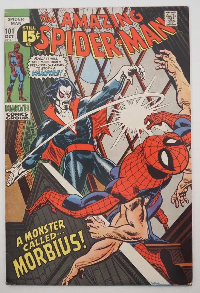 Amazing Spider-Man #101 (1971 - MARVEL). Key Book with huge collector interest, featuring first appearance of Morbius the Living Vampire, whose feature film debuted in 2022. Plus, an appearance by the Lizard. Currently the 15th most valuable book on Overstreet's Top 25 Bronze Age Comics list. Gil Kane and John Romita Sr. cover with Kane Interior art
