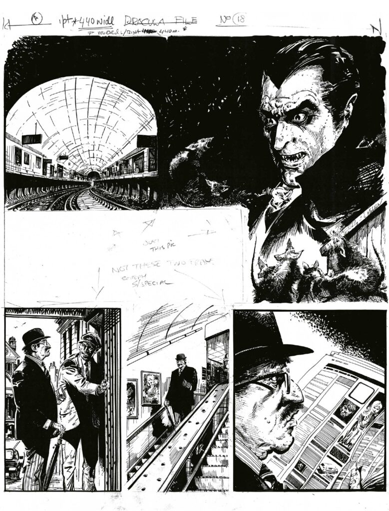 Unpublished art by Eric Bradbury for an episode of the Scream story, "The Dracula File"