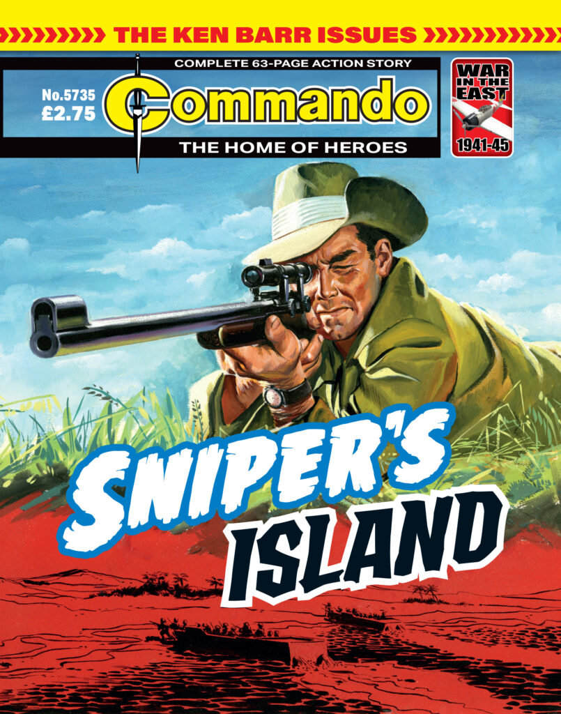Commando 5735: Home of Heroes - Sniper’s Island
Story: Eric Hebden | Art: Medrano | Cover: Ken Barr
First Published 1963 as Issue 72