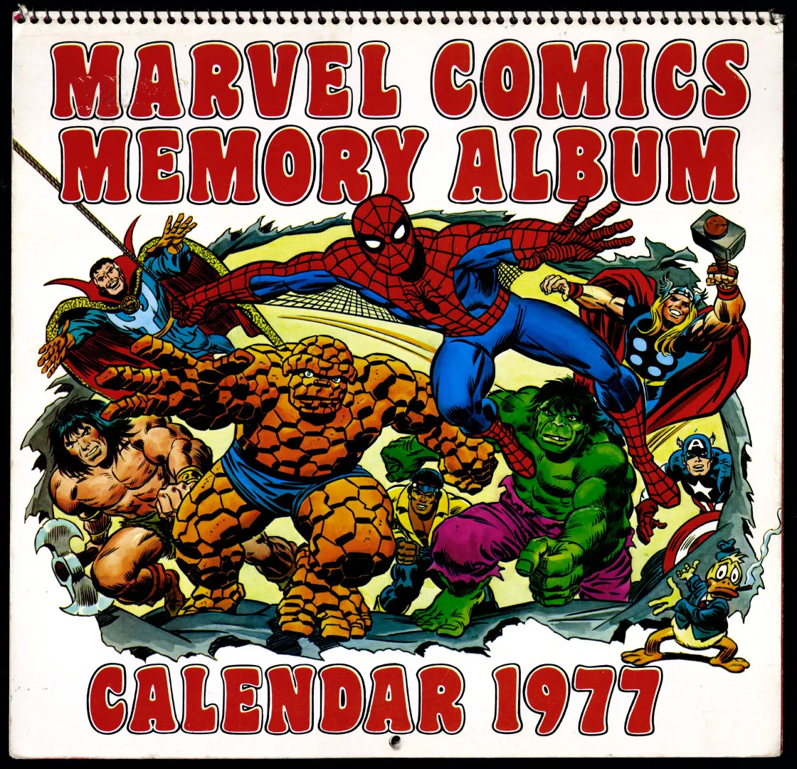 Marvel Comics Calendar 1977 - Marvel Comics Memory Album - art by Jack Kirby, inked by  inked by John Romita, Sr.