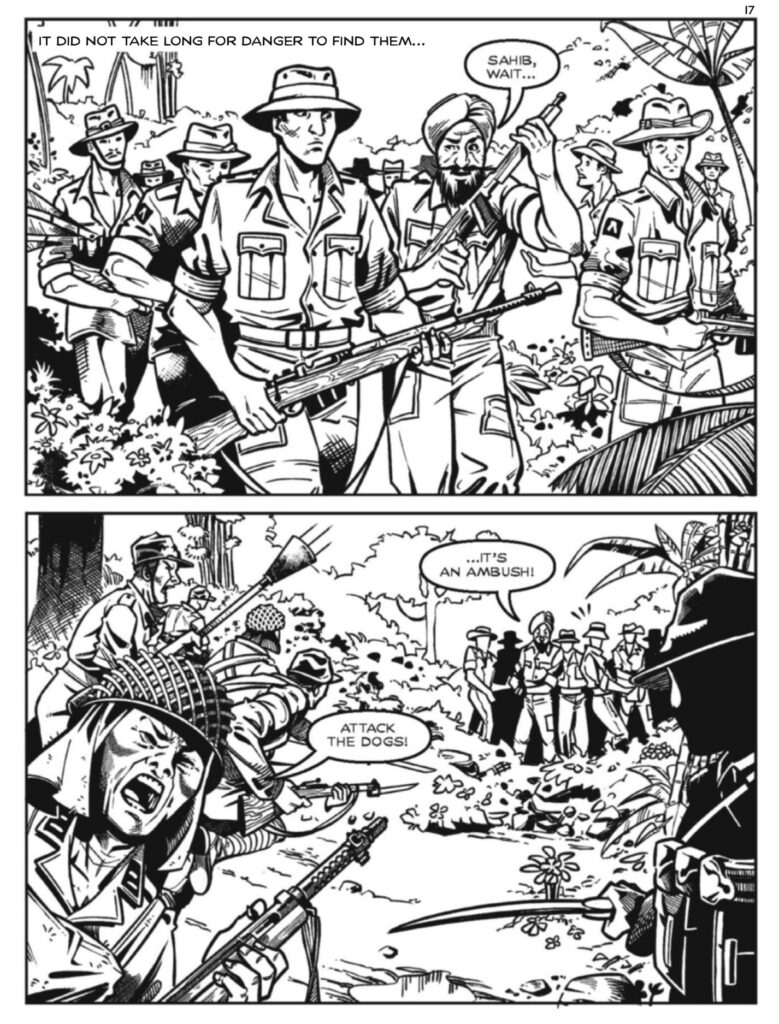 Interior art by Marc Viure for Commando 5731, “Leg Before Chindits”, written by Troy Martin