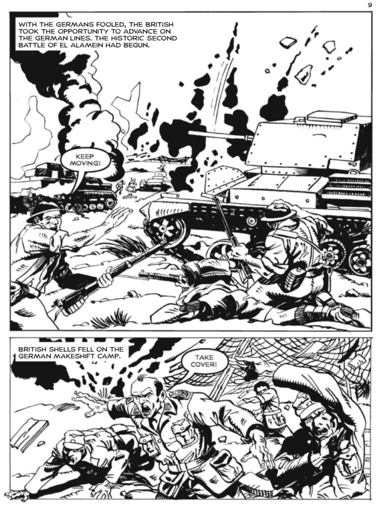 A page from Commando 5733, “Magic Moment”, a story inspired by true events of misdirection, written by Rossa McPhillips, art by Juan Fernandez