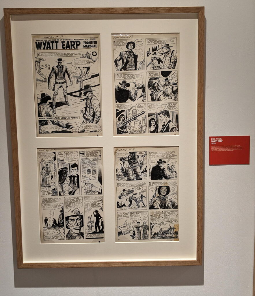 "Wyatt Earp" by Dick Ayers, part of the Cartoon Museum's "Heroes" exhibition (2024)