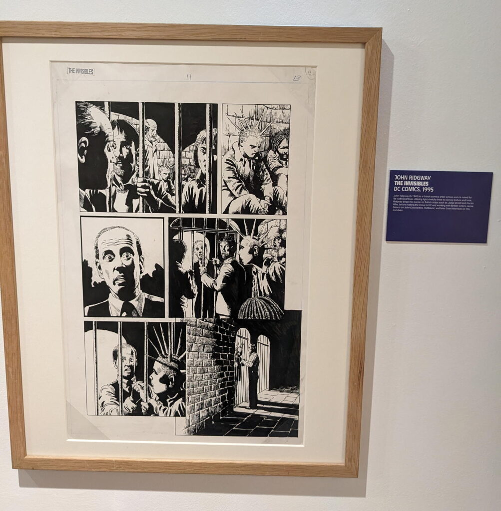 The Invisibles, art by John Ridgway, part of the Cartoon Museum's "Heroes" exhibition (2024)