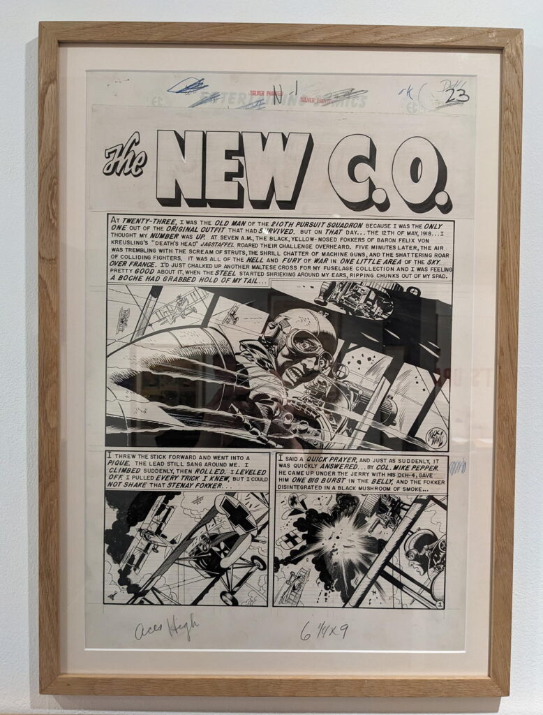 "Aces High - The New C.O", part of the Cartoon Museum's "Heroes" exhibition (2024)