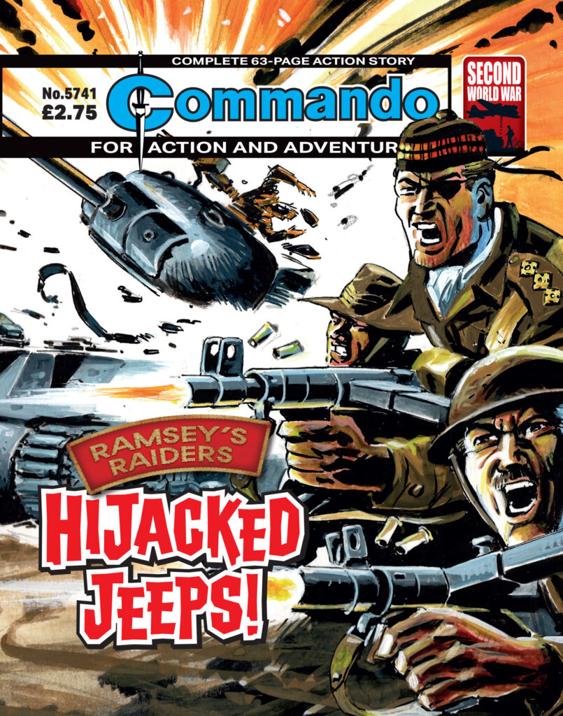 Commando 5741 - Action and Adventure: Ramsey’s Raiders: Hijacked Jeeps!
Story: Ferg Handley | Art and Cover: Carlos Pino
