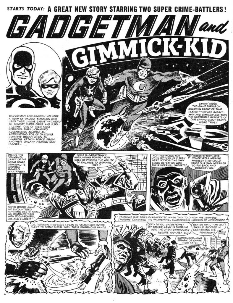 Lion, cover dated 4th May 1968 - Gadgetman and Gimmick-Boy, written by Jerry Siegel © Rebellion