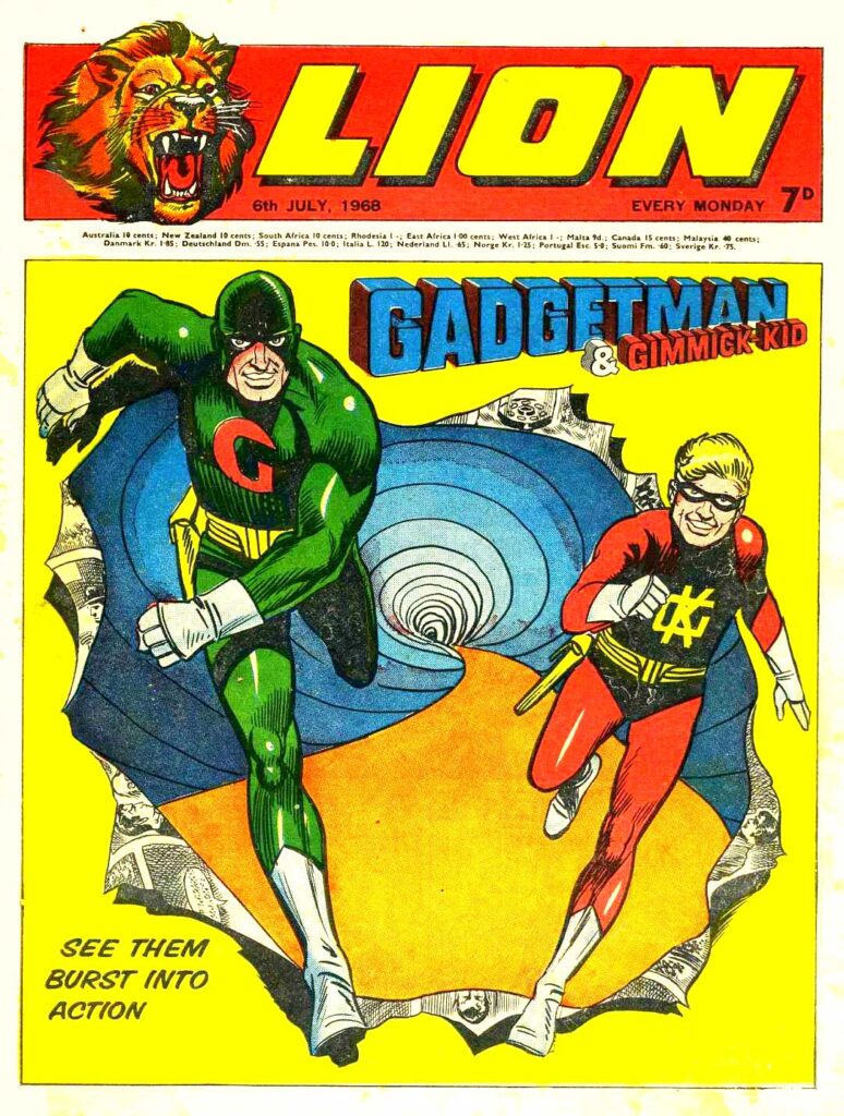 Lion, cover dated 6th July 1968 featuring Gadgetman and Gimmick-Boy on the cover