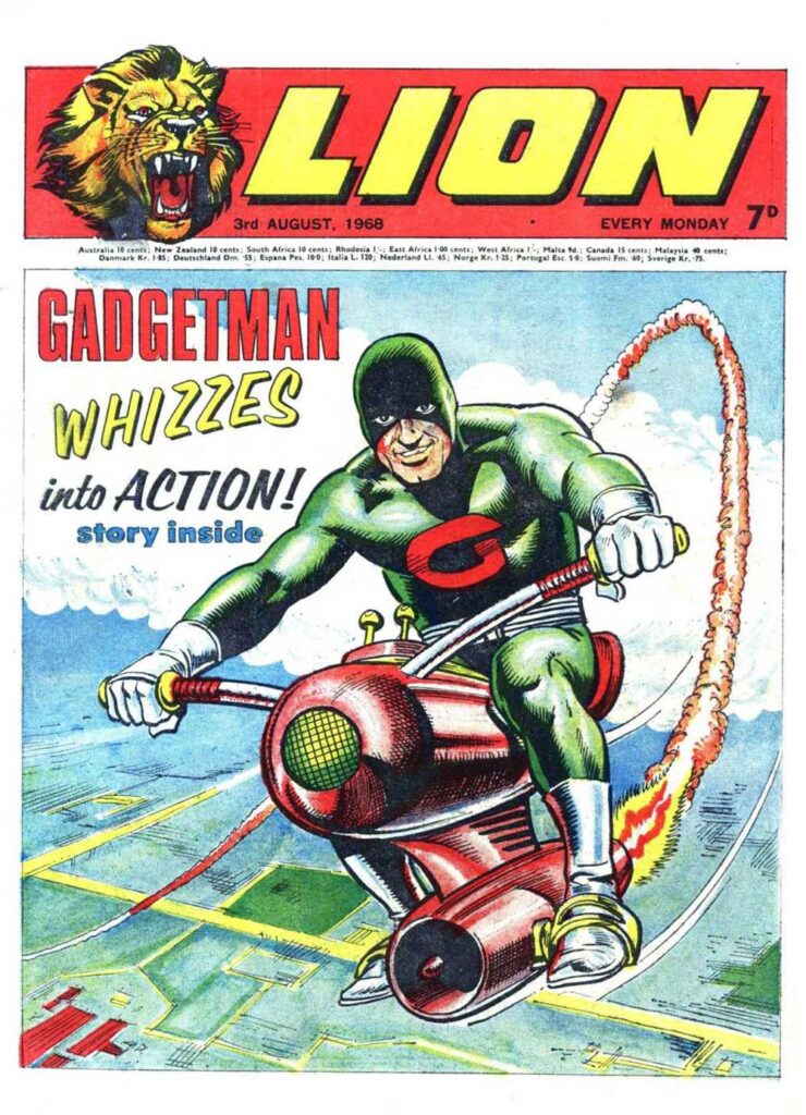 Lion, cover dated 3rd August 1968 featuring Gadgetman and Gimmick-Boy on the cover