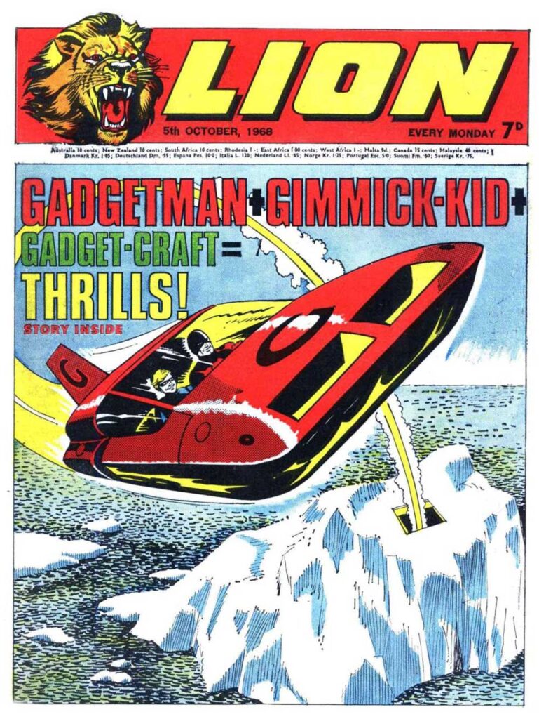 Lion, cover dated 5th October 1968 featuring Gadgetman and Gimmick-Boy on the cover