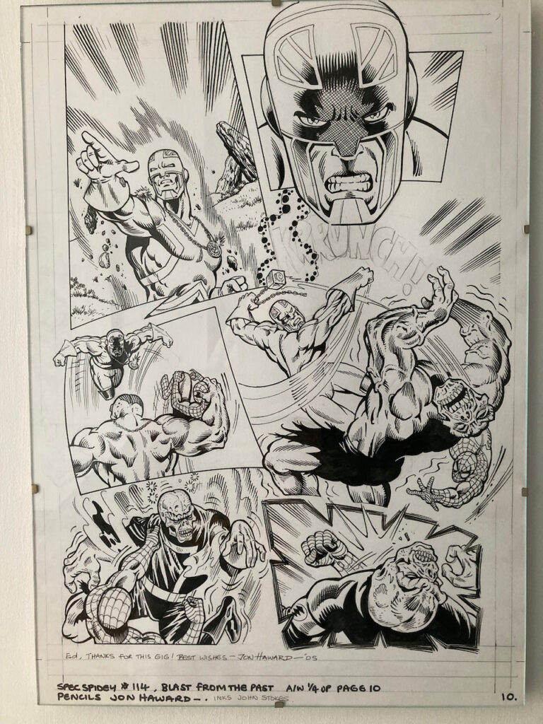 Art from Panini UK's Spectacular Spider-man #114 featuring Captain Britain and the Fury in "Blast from the Past". Pencils by Jon Haward, inked by John Stokes