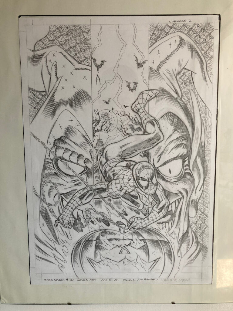 Jon Haward's pencil art for the cover of Panini UK's Spectacular Spider-man #121